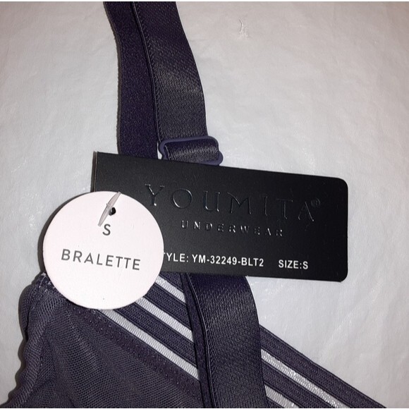 Youmita Small Gray Ridge Bralette and Mesh G-string NWT - Picture 11 of 11